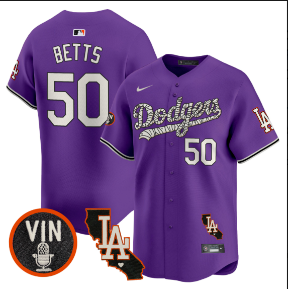 Men Los Angeles Dodgers #50 Betts 2025 purple Limited Stitched Jersey